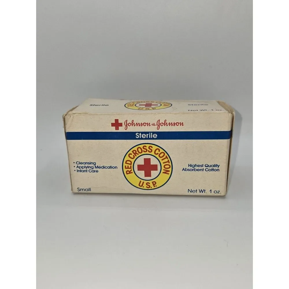 Johnson & Johnson 1980s Red Cross Cotton USP First Aid Advertisement USA‎